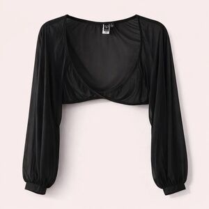 NWT Windsor Black Sheer Cropped Open-Front Sweater